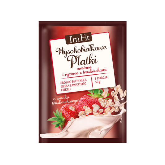 Wysokobiałkowe płatki owsiane i ryżowe z truskawkami- na energetyczne śniadanie