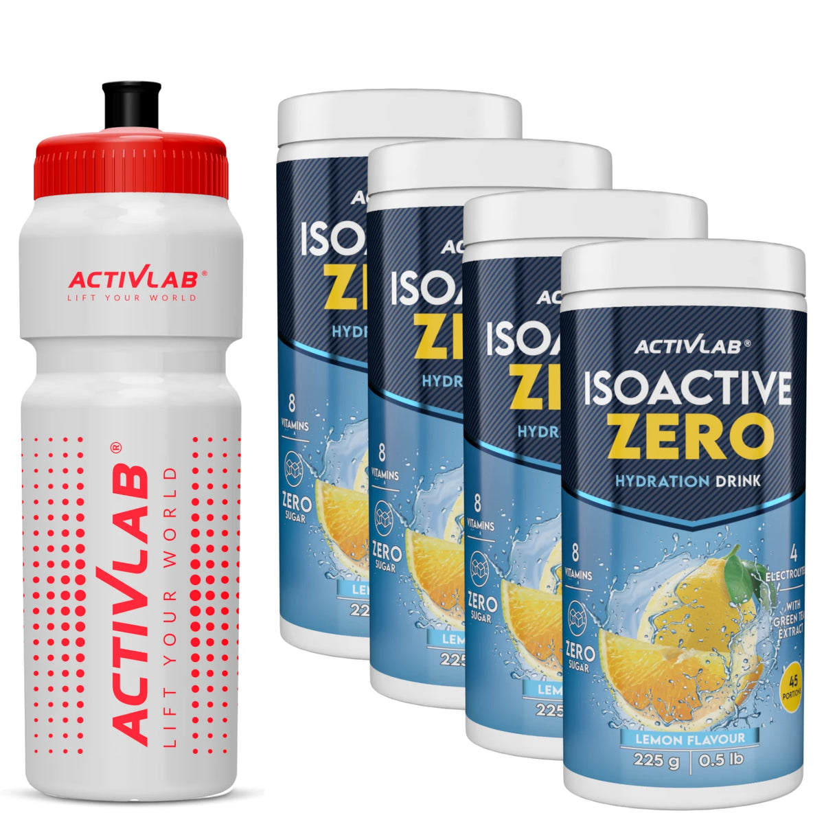 Isoactive ZERO 4 x 225 g + BOTTLE