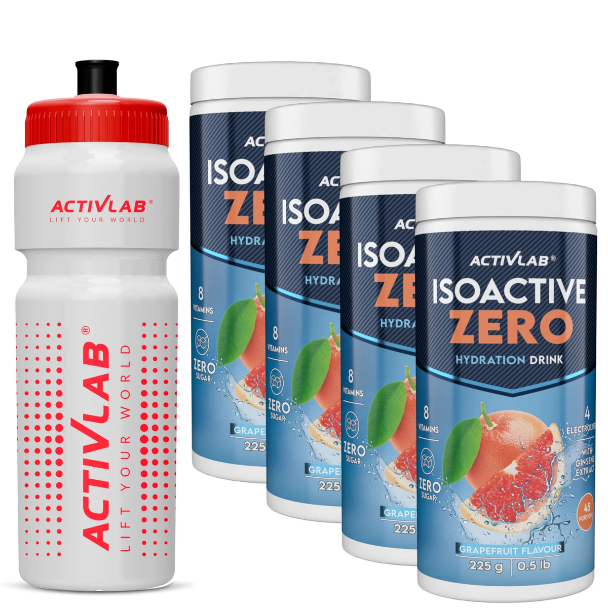 Isoactive ZERO 4 x 225 g + BOTTLE