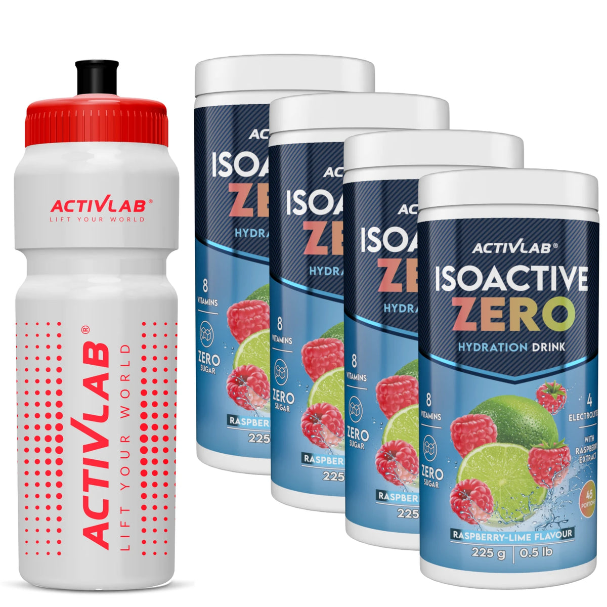 Isoactive ZERO 4 x 225 g + BOTTLE