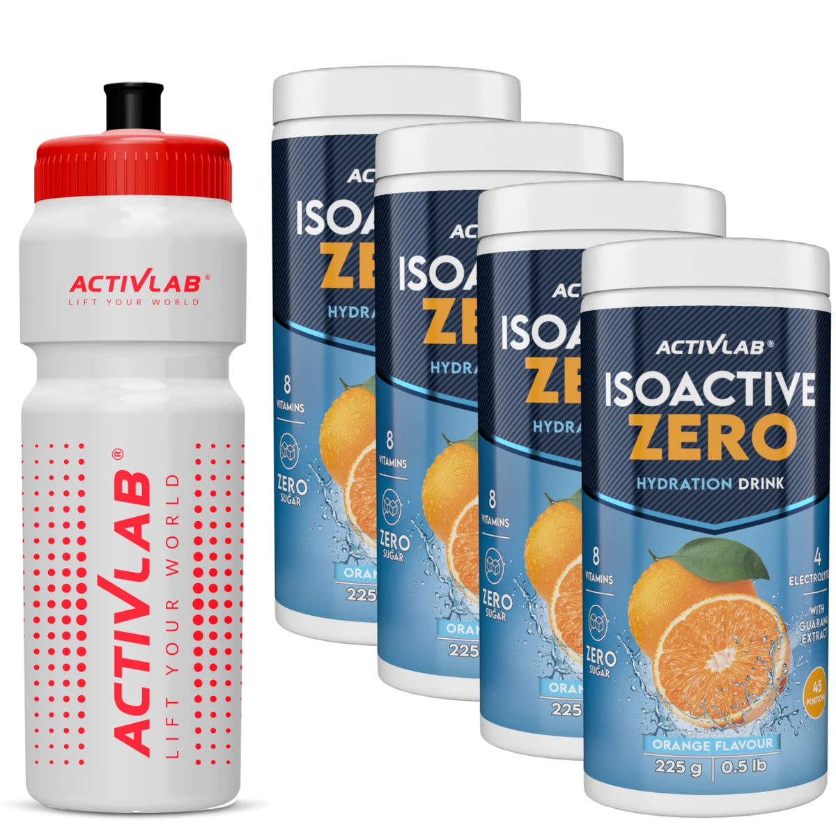 Isoactive ZERO 4 x 225 g + BOTTLE