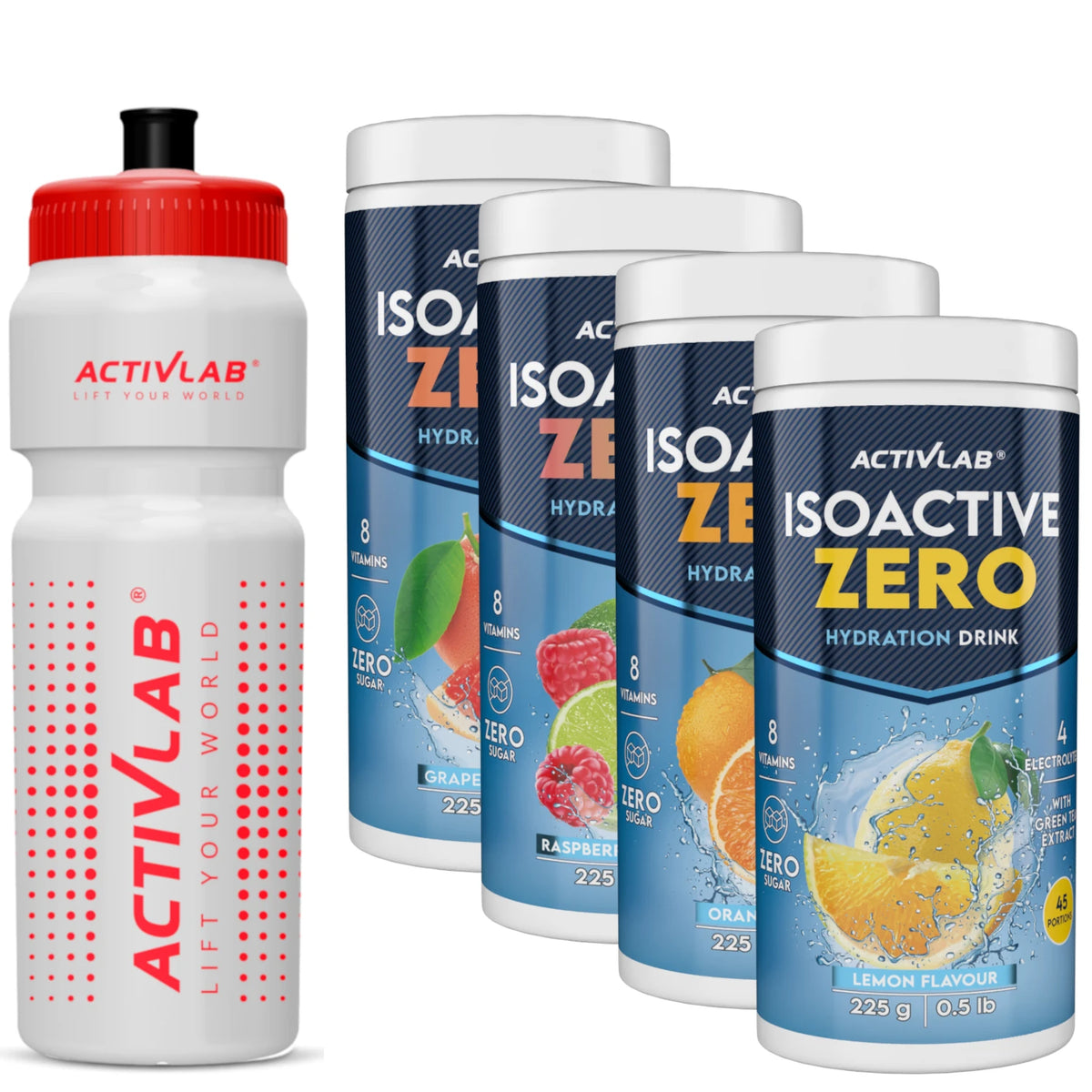 Isoactive ZERO 4 x 225 g + BOTTLE